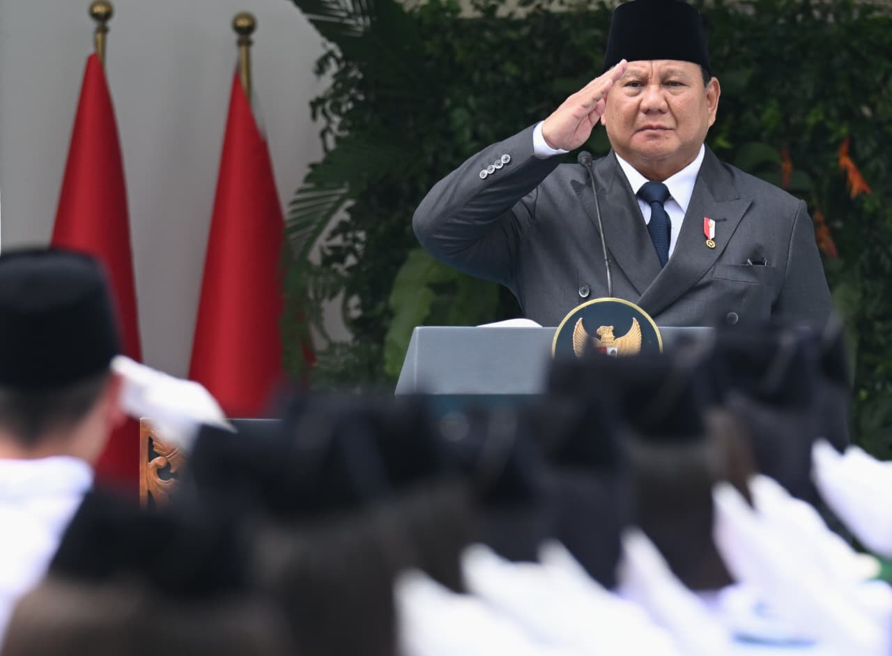 Presiden Prabowo Subianto saat memimpin upacara Peringatan Hari Lahir Pancasila 1 Juni 2026 di Gedung Pancasila. (Foto/BPMI)