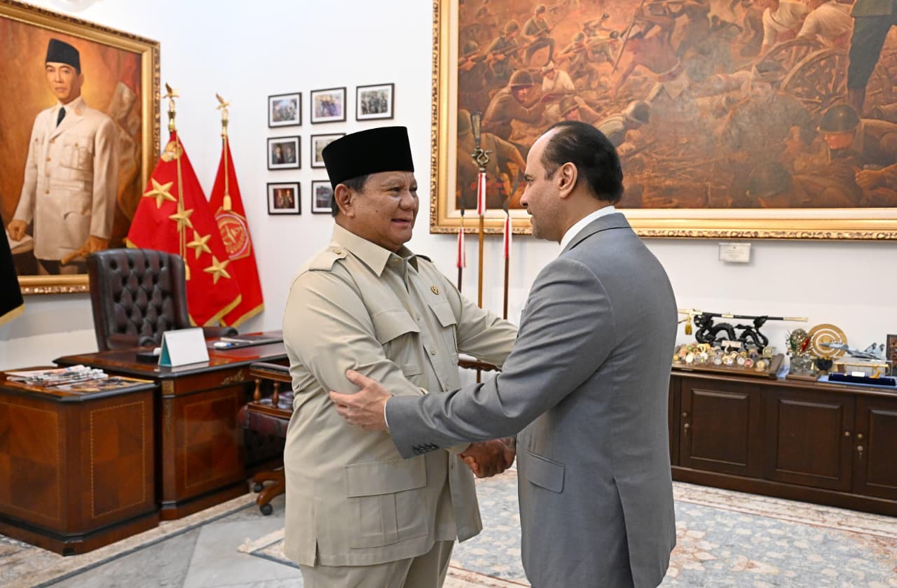 Presiden Prabowo Subianto menerima kunjungan Wakil PM Qatar Syeikh Saoud di Istana Merdeka, Jakarta, Senin (1/6/2026). (BeritaNasional/BPMI Setpres)