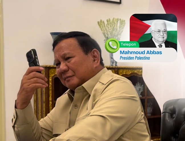 Presiden Prabowo Terima Telepon Presiden Palestina. (Foto/Unggahan Akun Medsos @sekretariat.kabinet)