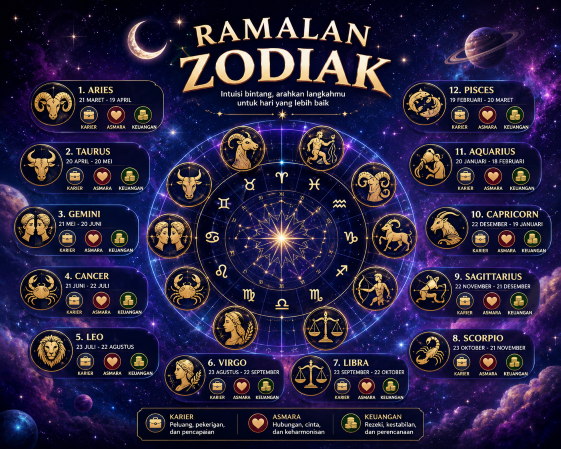 Ramalan zodiak hari ini. (BeritaNasional/ChatGPT)