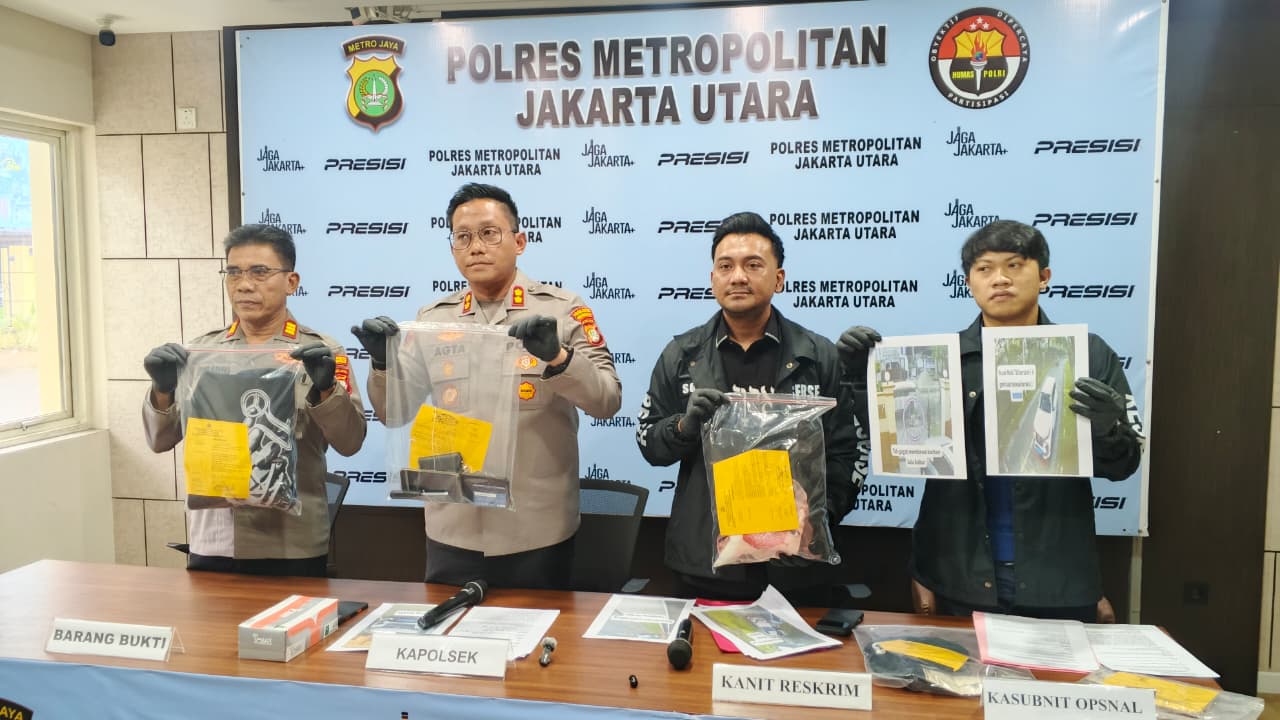 Polisi memberikan keterangan terkait kasus penculikan terhadap seorang lansia berinisial GH (70) di kawasan Pantai Indah Kapuk (PIK). (Foto/istimewa)
