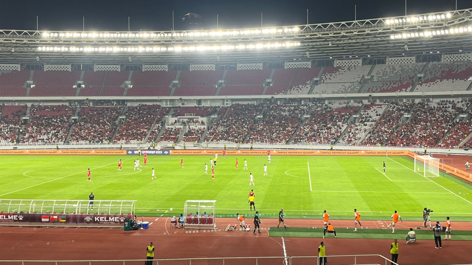 Laga Timnas Indonesia vs Oman dalam laga persahabatan di SUBGK pada Jumat (5/6/2026). (BeritaNasional/Harits)