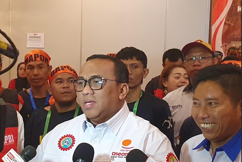 Presiden Konfederasi Serikat Pekerja Seluruh Indonesia (KSPSI) Andi Gani Nena Wea (Beritanasional/Bachtiar)