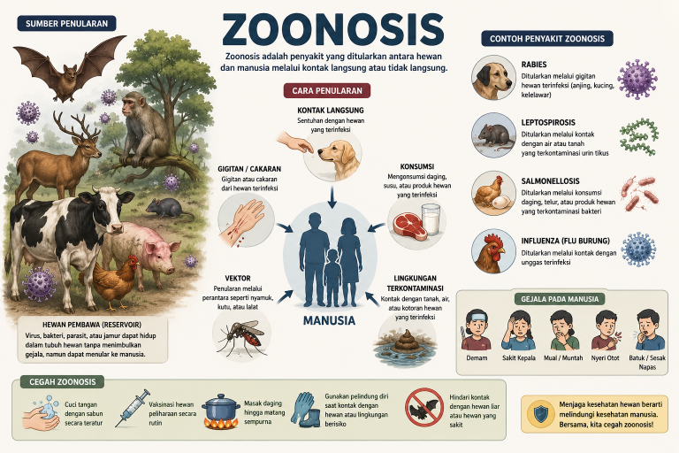 Peringatan 6 Juli - Hari Zoonosis Sedunia. (BeritaNasional/ChatGPT)