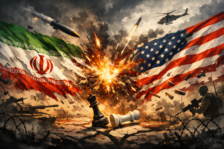 Ilustrasi perang Iran vs Amerika Serikat. (Foto/copilotAI)
