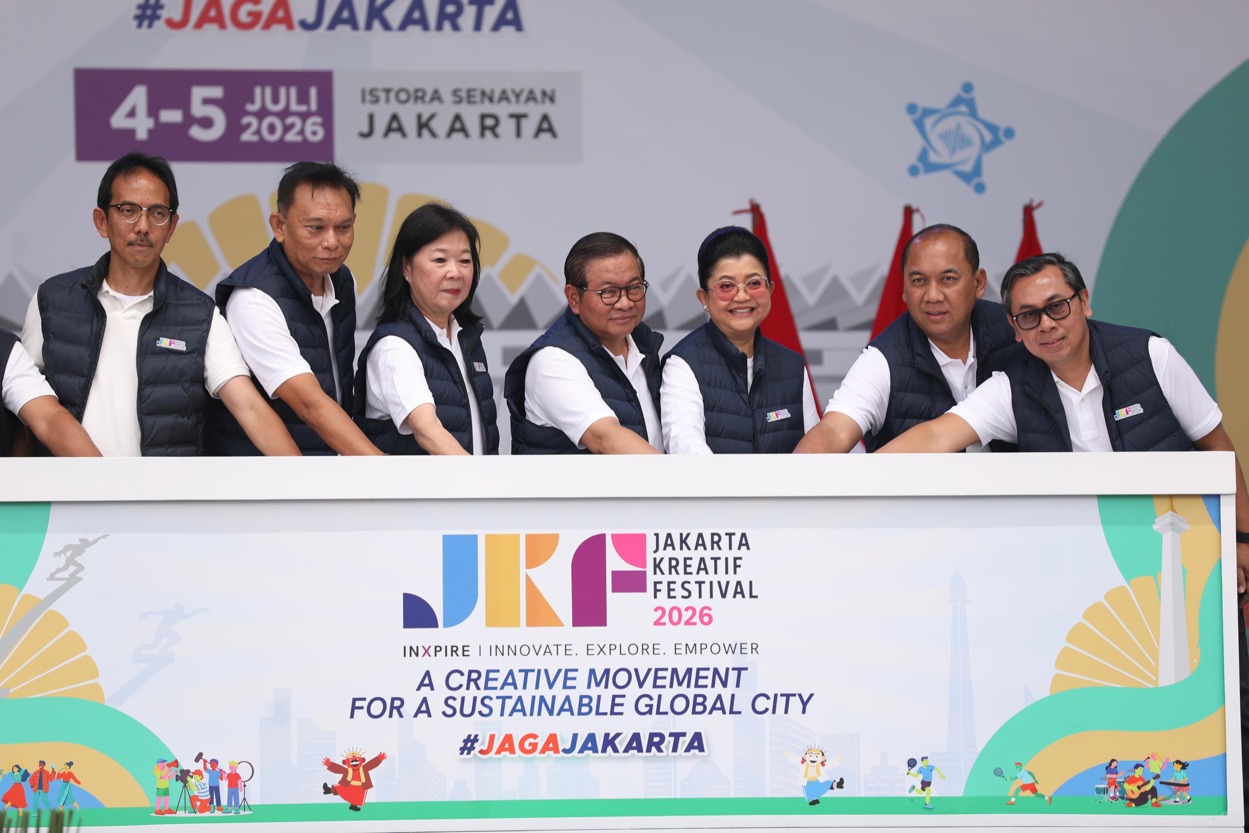 Gubernur DKI Jakarta Pramono Anung saat membuka puncak JKF 2026 di Istora Senayan, Jakarta, Sabtu (4/7/2026). (Foto/Pemprov Jakarta)