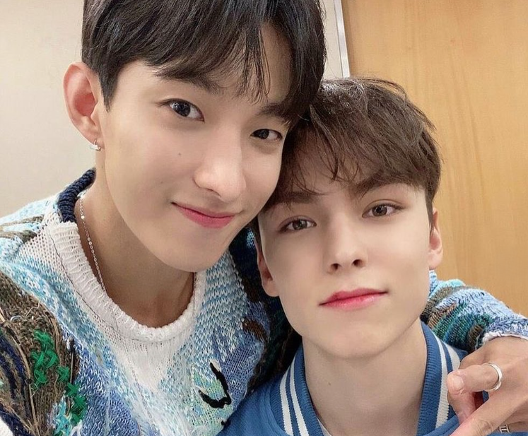 DK (kiri) dan Vernon (kanan) SEVENTEEN. (BeritaNasional/IG Chwehanvernon)