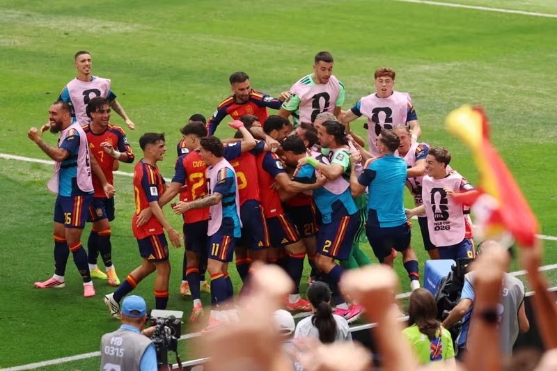 Pertandingan Spanyol vs Belgia. (Foto/FIFA).