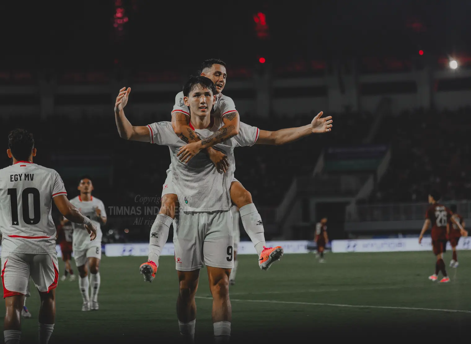 Penyerang Timnas Indonesia Mitchell Lee Baker usai mencetak gol. (Foto/Timnas Indonesia).