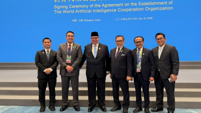 Perwakilan Indonesia di ajang Konferensi AI Dunia 2026. (Foto/Kemkomdigi)
