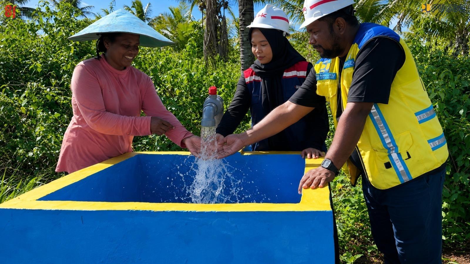 Seorang petani Maluku melihat jaringan Irigasi Air Tanah (JIAT). (BeritaNasional/KemenPU)