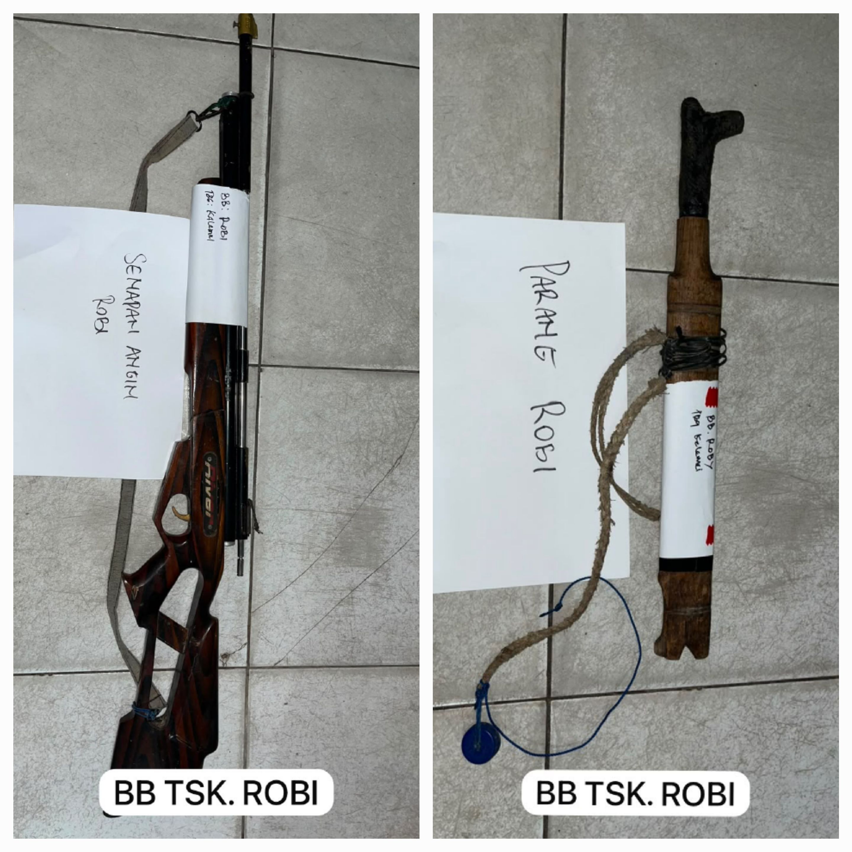 Senjata yang disita dari tersangka bandar narkoba di Katingan, Kalimantan Tengah. (BeritaNasional/Humas Polri)