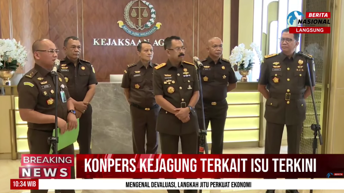 Konferensi pers Kejagung soal kasus yang menjerat eks Jampidsus Febrie Adriansyah. (Foto/YouTube Berita Nasional TV)