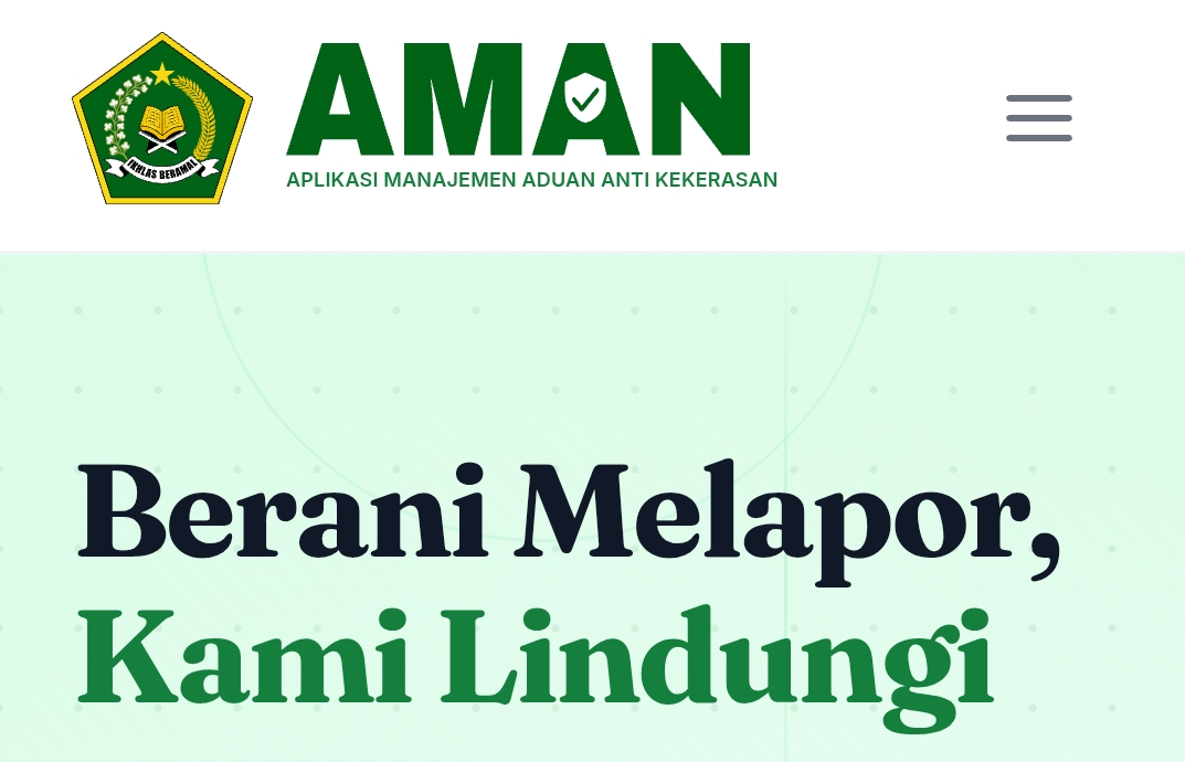 Ilustrasi tampilan laman aplikasi AMAN. (Foto/aman.kemenag.go.id)