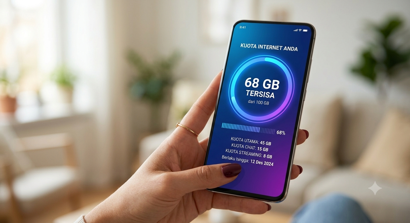 Ilustrasi sisa kuota internet. (BeritaNasional/Gemini AI)
