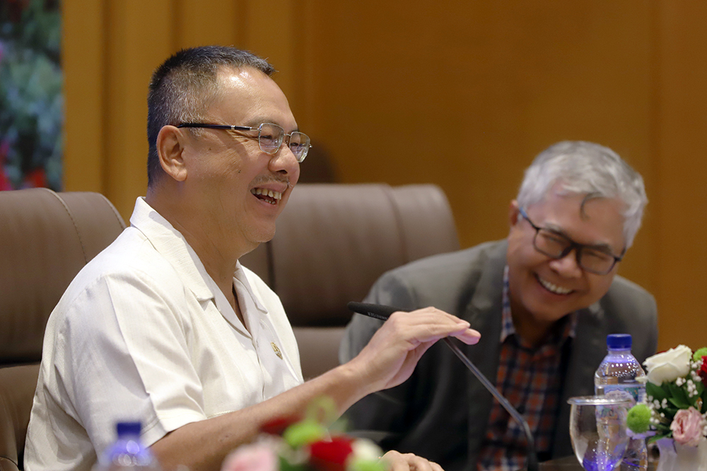 Diskusi Dialektika Demokrasi dengan tema "Strategi Kebijakan Publik Dalam Mencegah Kebocoran Fiskal Negara". (BeritaNasional/Elvis Sendouw)