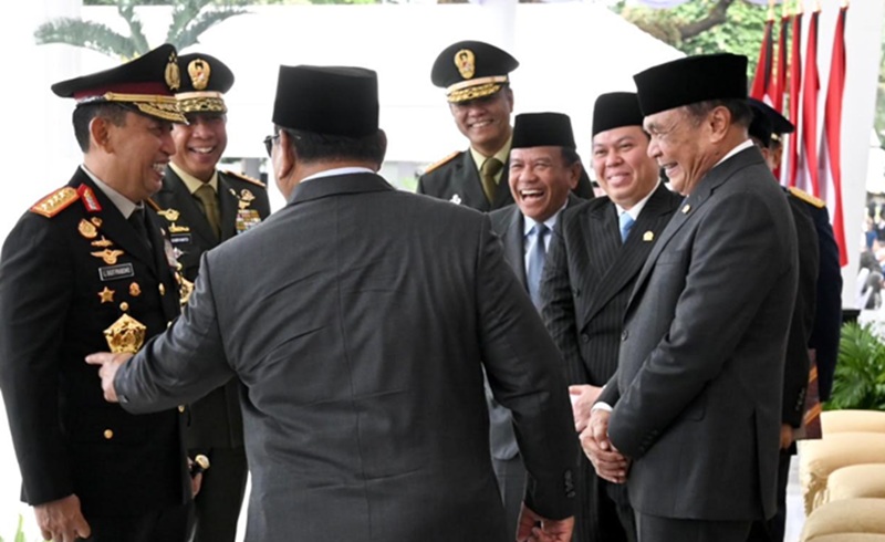 Momen kebersamaan Prabowo, Kapolri, Panglima TNI (Foto/Setpres)