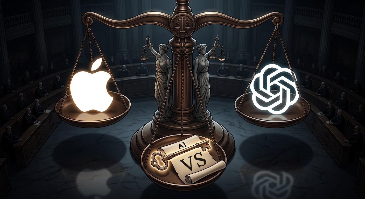 Ilustrasi perseteruan Apple vs OpenAi. (Foto/Gemini AI).