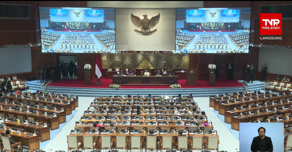 Situasi Rapat Paripurna DPR RI. (Foto/YouTube TV Parlemen)