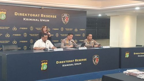 Polda Metro Jaya menggelar konferensi pers kasus order sindikat buzzer penyebar hoaks. (Beritanasional/Bachtiarudin Alam)