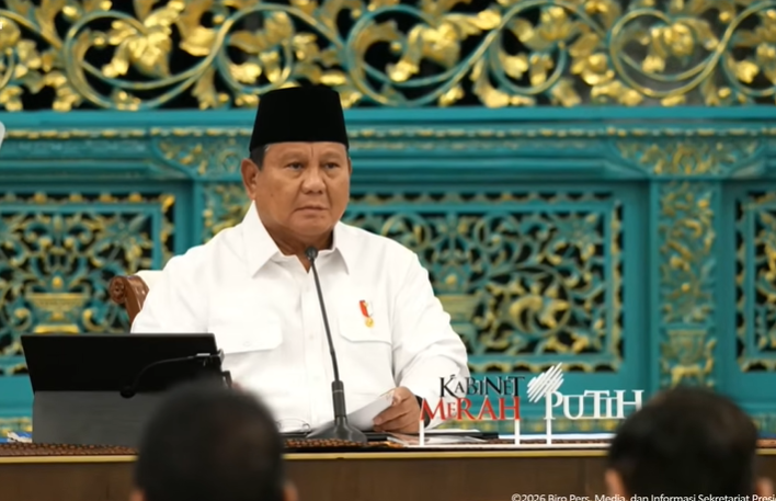 Presiden Prabowo Subianto di Sidang Kabinet Paripurna di Istana, Jakarta, Senin (20/7/2026). (BeritaNasional/YT Setpres)
