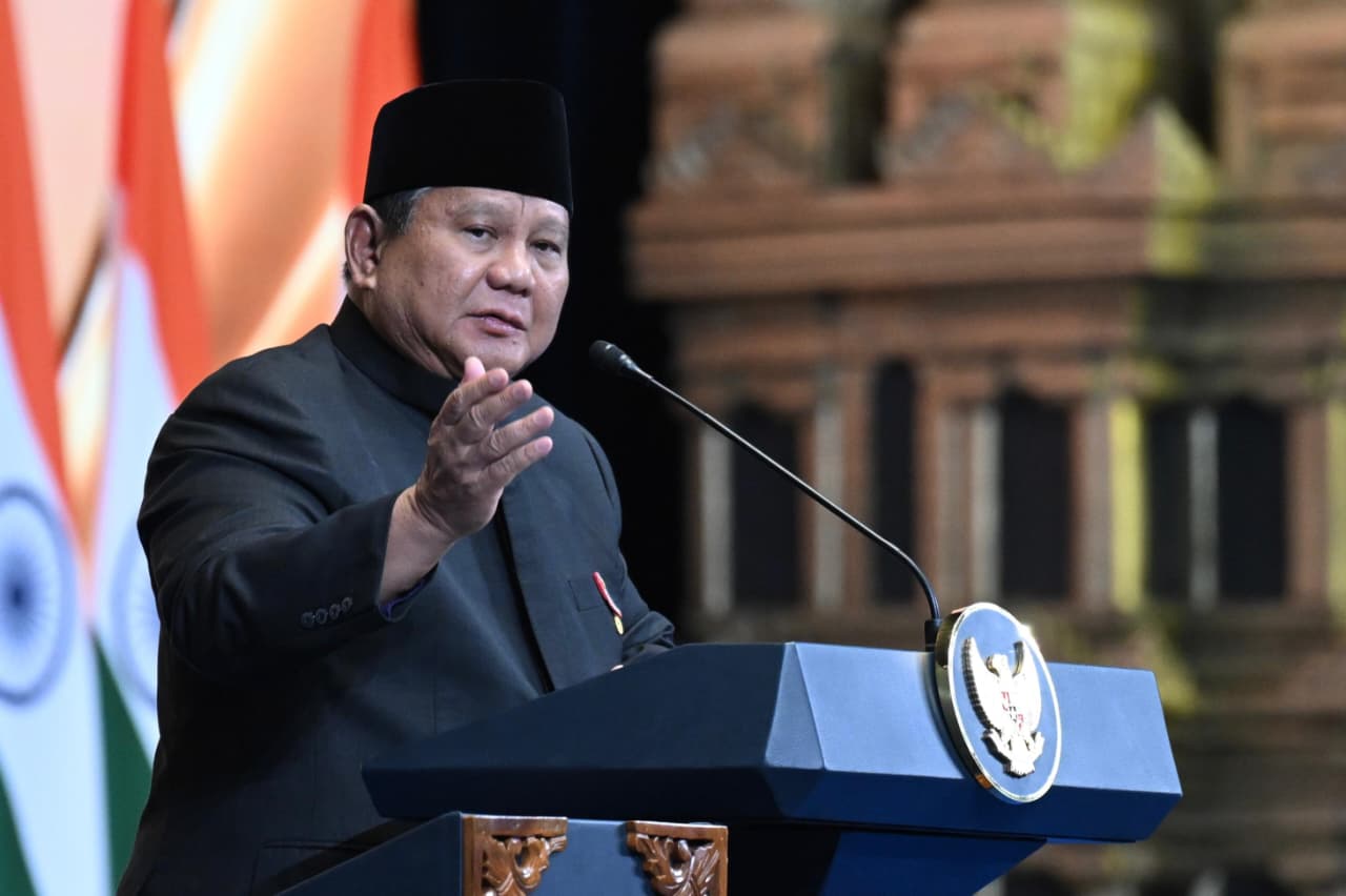 Presiden Prabowo saat menghadiri acara Indian Community Reception di Jakarta International Convention Center. (Foto/BPMI)