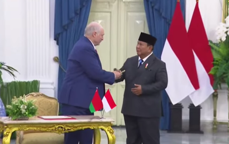 Momen  kunjungan kenegaraan Presiden Belarusia Aleksandr Lukashenko pada Kamis (2/7/2026) siang. (Foto/tangkapan layar)
