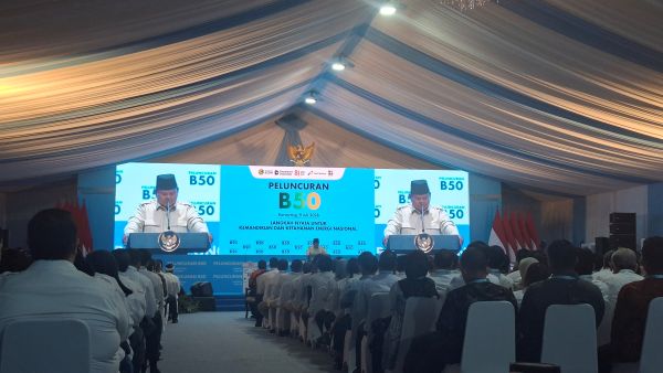Presiden Prabowo Subianto saat berpidato. (BeritaNasional/Lydia)