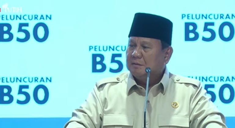 Presiden Prabowo saat luncurkan B50 (Foto/Setpres)