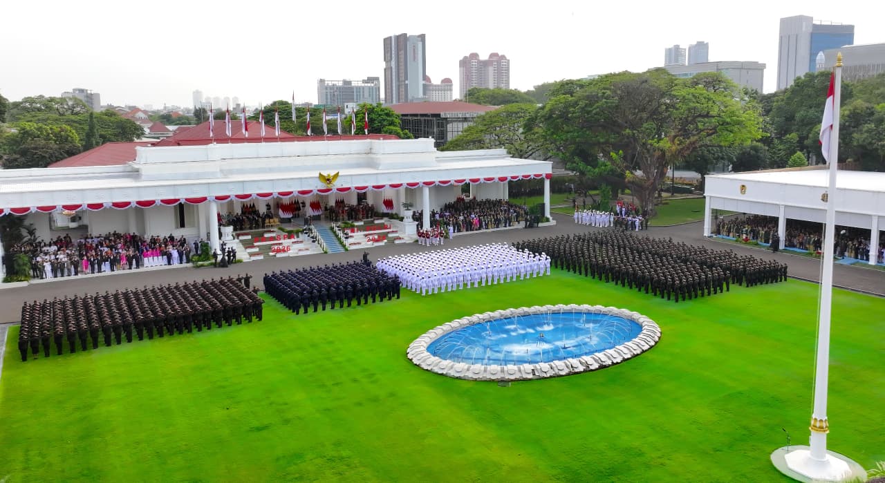 Presiden Prabowo Subianto pimpin Upacara Prasetya Perwira (Praspa) TNI dan Polri Tahun 2026 di Kompleks Istana Kepresidenan Jakarta, Rabu (22/7/2026). (BeritaNasional/BPMI Setpres)