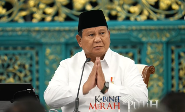 Presiden Prabowo Subianto di Sidang Kabinet Paripurna di Istana, Jakarta, Senin (20/7/2026). (BeritaNasional/YT Setpres)