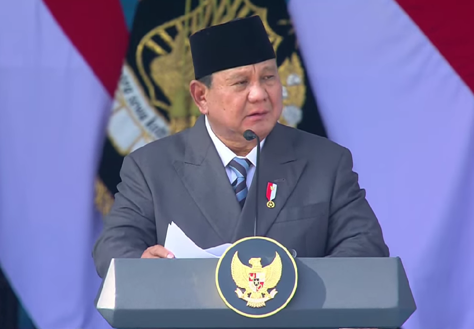 Presiden Prabowo Subianto dalam Upacara Hari Bhayangkara ke-80. (Foto/tangkapan layar)