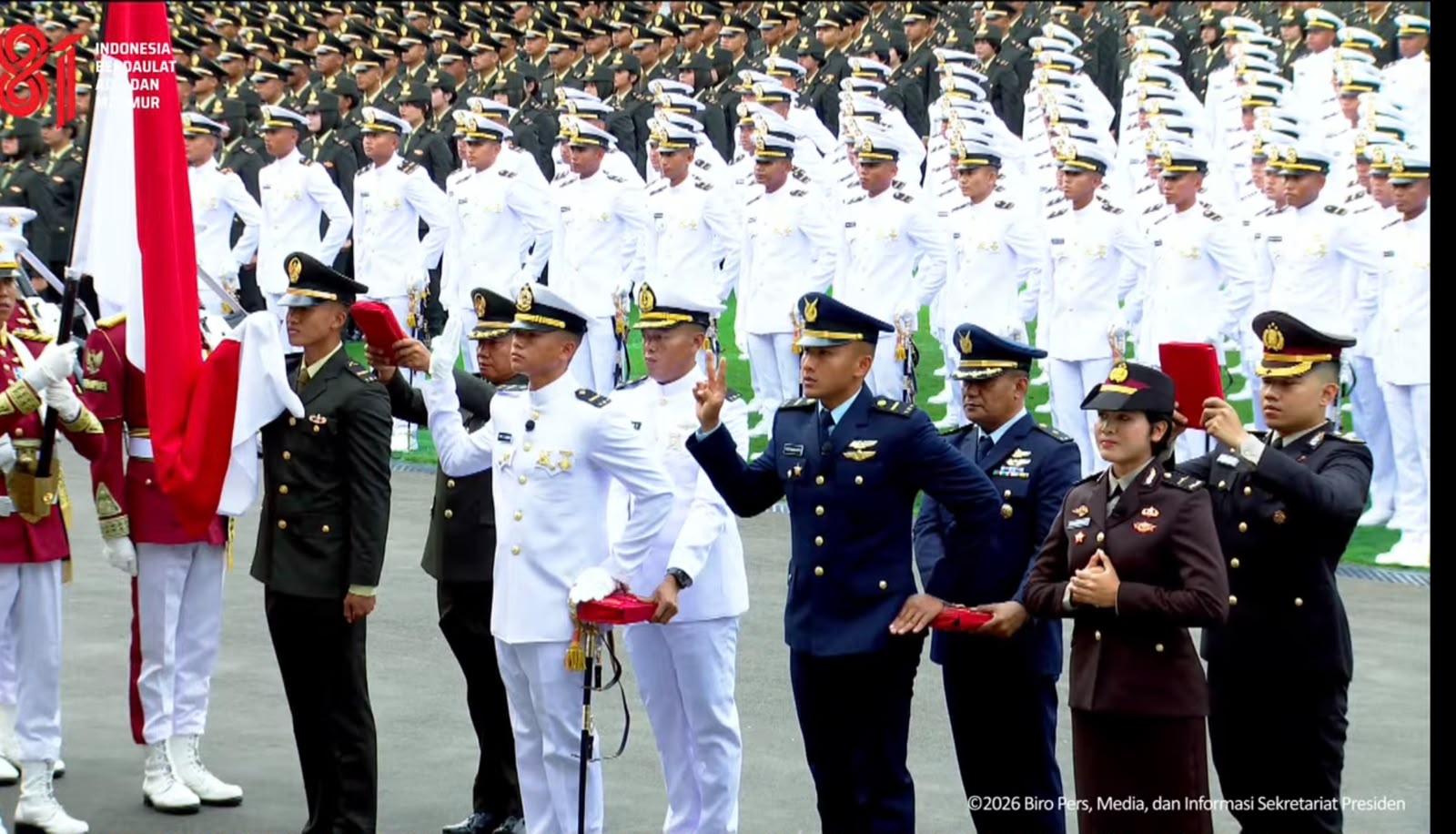 Prabowo Lantik 1.177 Perwira Remaja TNI-Polri. (Foto/YouTube Sekretariat Presiden)