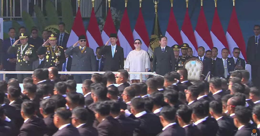 Presiden Prabowo Subianto dalam Upacara Hari Bhayangkara ke-80. (Foto/tangkapan layar)