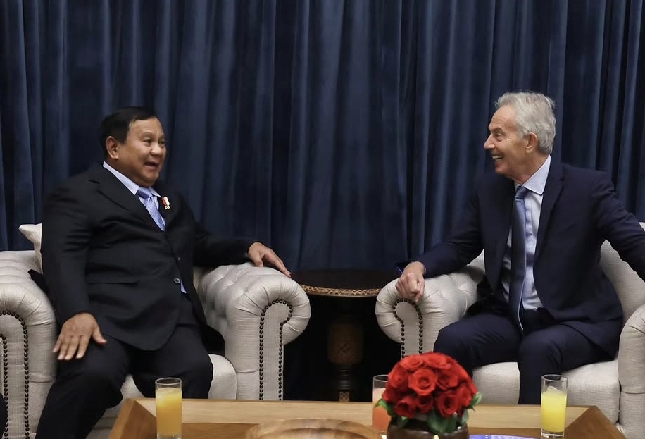 Presiden RI Prabowo Subianto menerima eks PM Inggris Tony Blair di Kertanegara, Jakarta, Senin (6/7/2026). (BeritaNasional/IG Setkab)