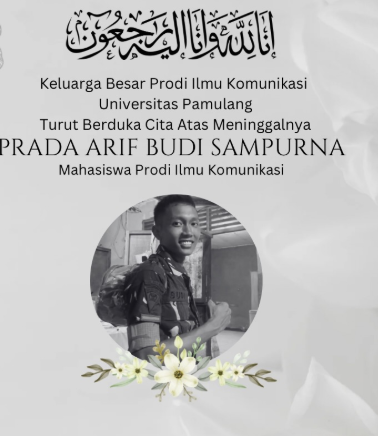 Ucapan duka cita Prada Arif Budi Sampurna. (BeritaNasional/tangkapan layar)