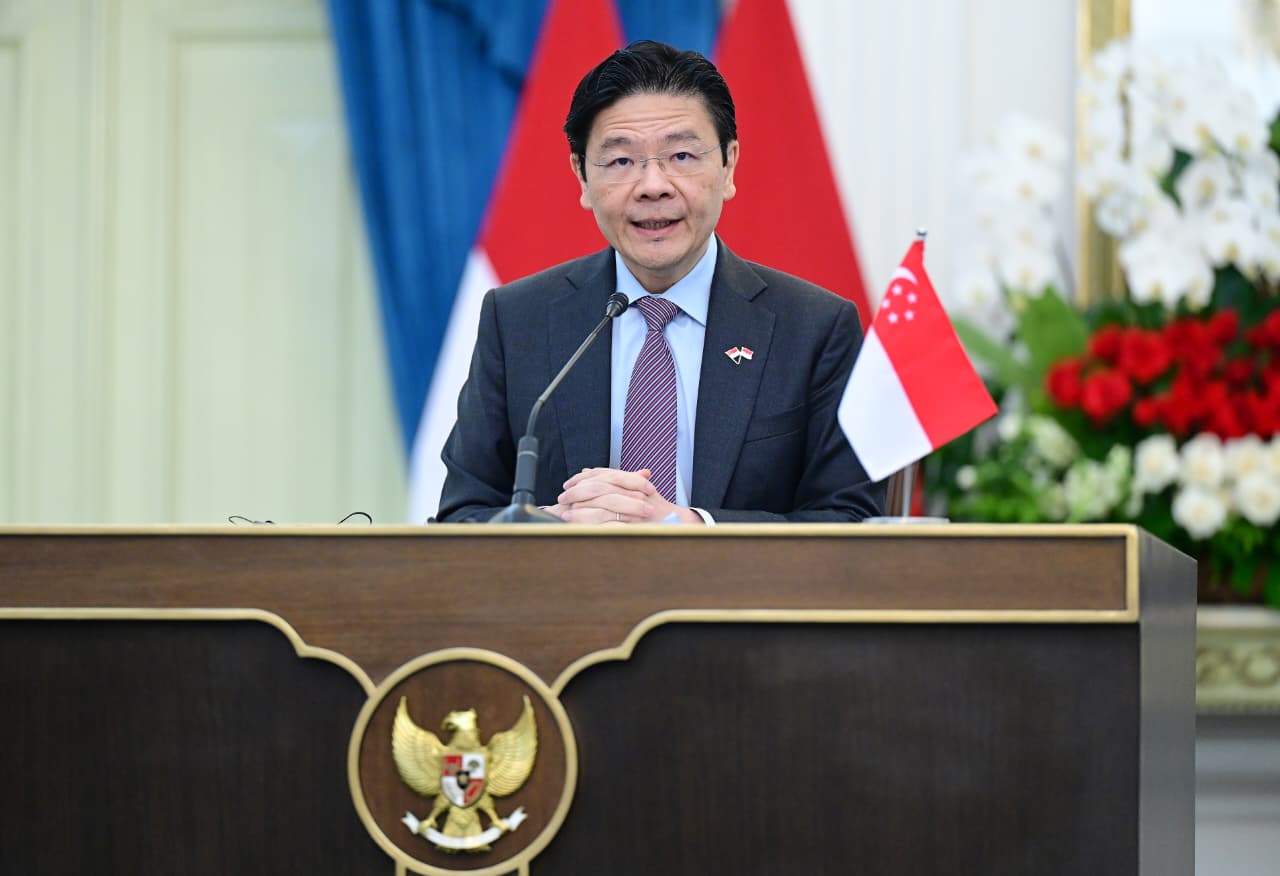 PM Singapura Lawrence Wong di Istana Negara, Jakarta, Senin (6/7/2026). (BeritaNasional/BPMI Setpres)