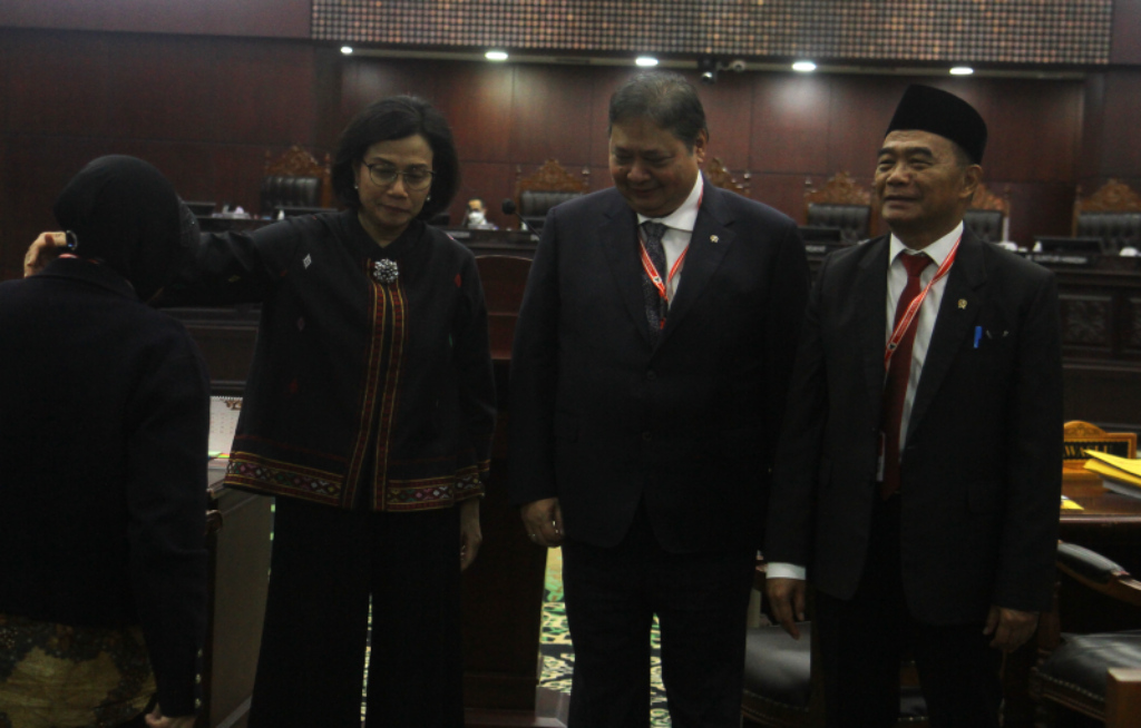 Sidang lanjutan sengketa hasil Pilpres 2024 di Gedung Mahkamah Konstitusi (MK), Jakarta, Jumat (5/4/2024).  (BeritaNasional/Oke Atmaja)