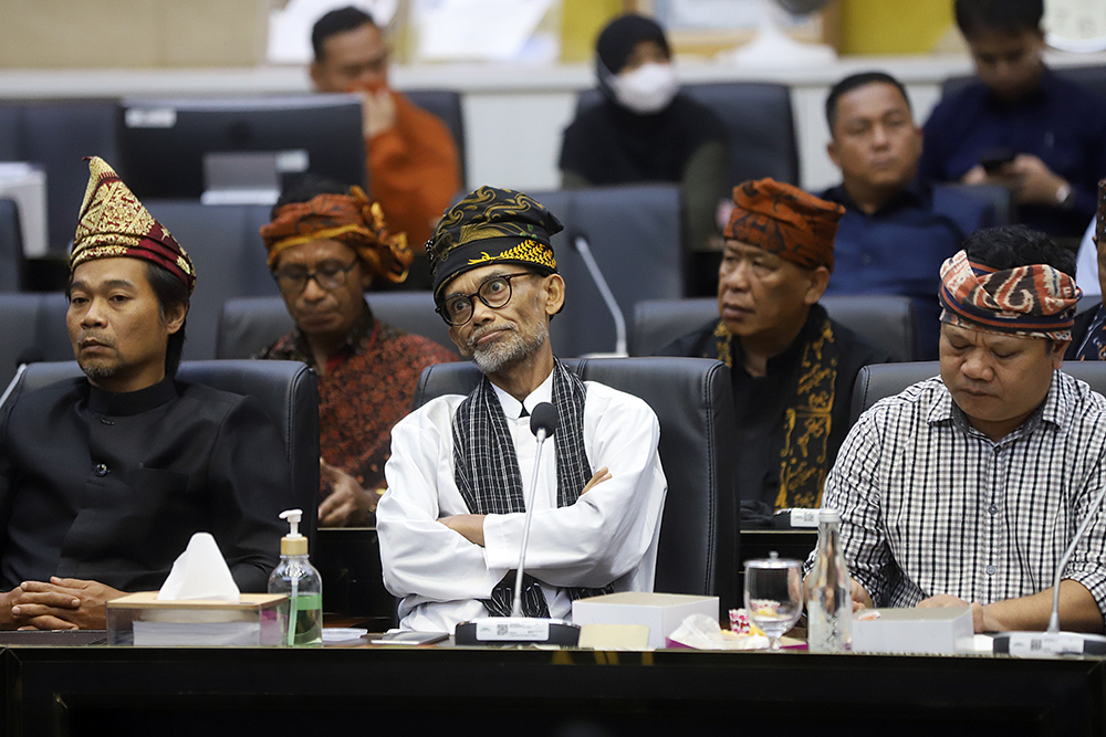 Rapat dengar pendapat masyarakat adat bersama Baleg. (BeritaNasional/Elvis Sendouw)