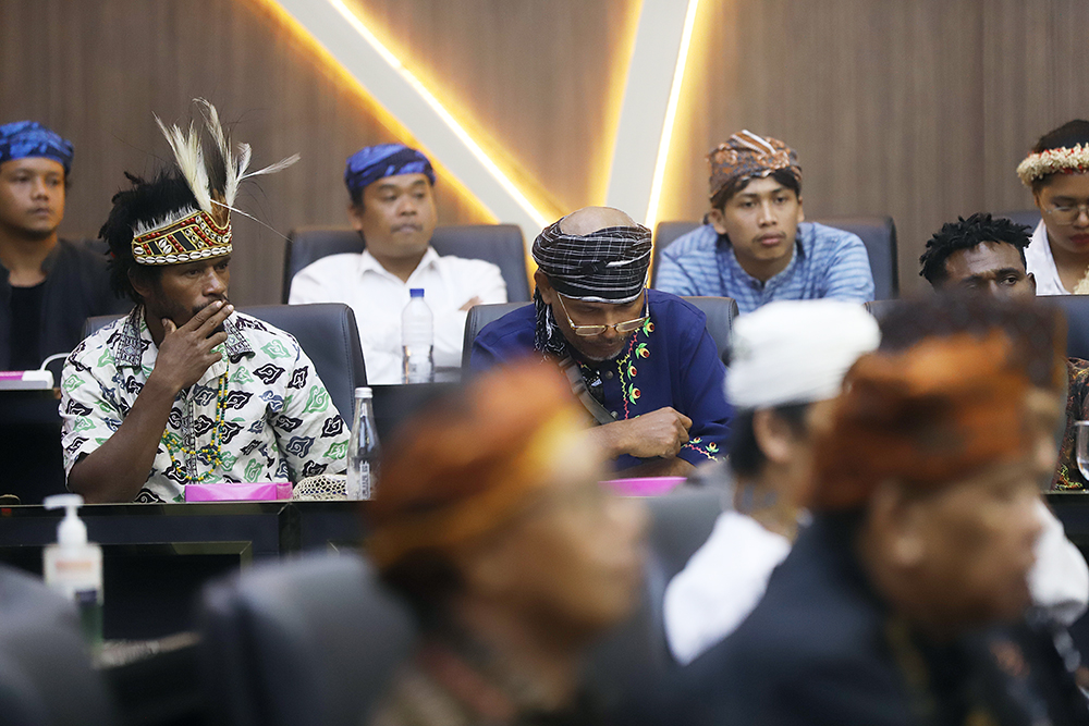 Rapat dengar pendapat masyarakat adat bersama Baleg. (BeritaNasional/Elvis Sendouw)