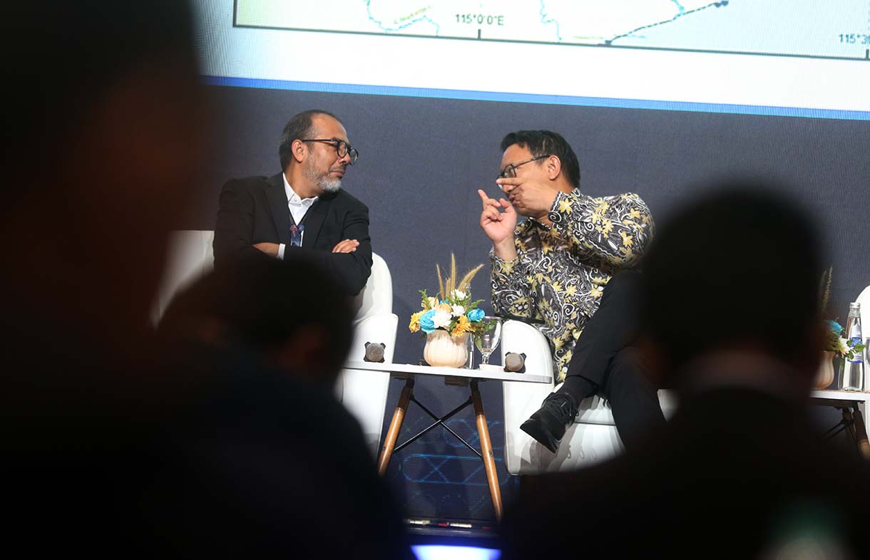 Dirut PT Arsari Tambang Aryo Djojohadikusumo menjadi pembicara dalam diskusi Met Connex-Mine Aidic 2026 di Jakarta International Convention Center, Jakarta, Selasa (12/5/2026).  (Beritanasional.com/Oke Atmaja)