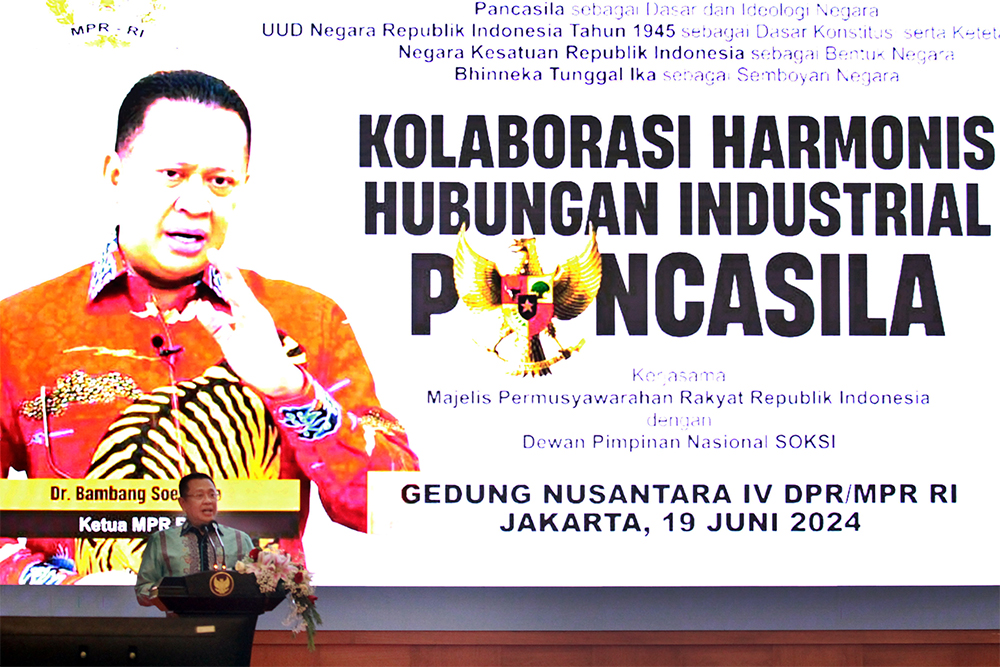 Sosialisasi Empat Pilar MPR RI bekerjasama dengan Sentral Organisasi Karyawan Swadiri Indonesia (SOKSI). (BeritaNasional/HO/Elvis Sendouw)