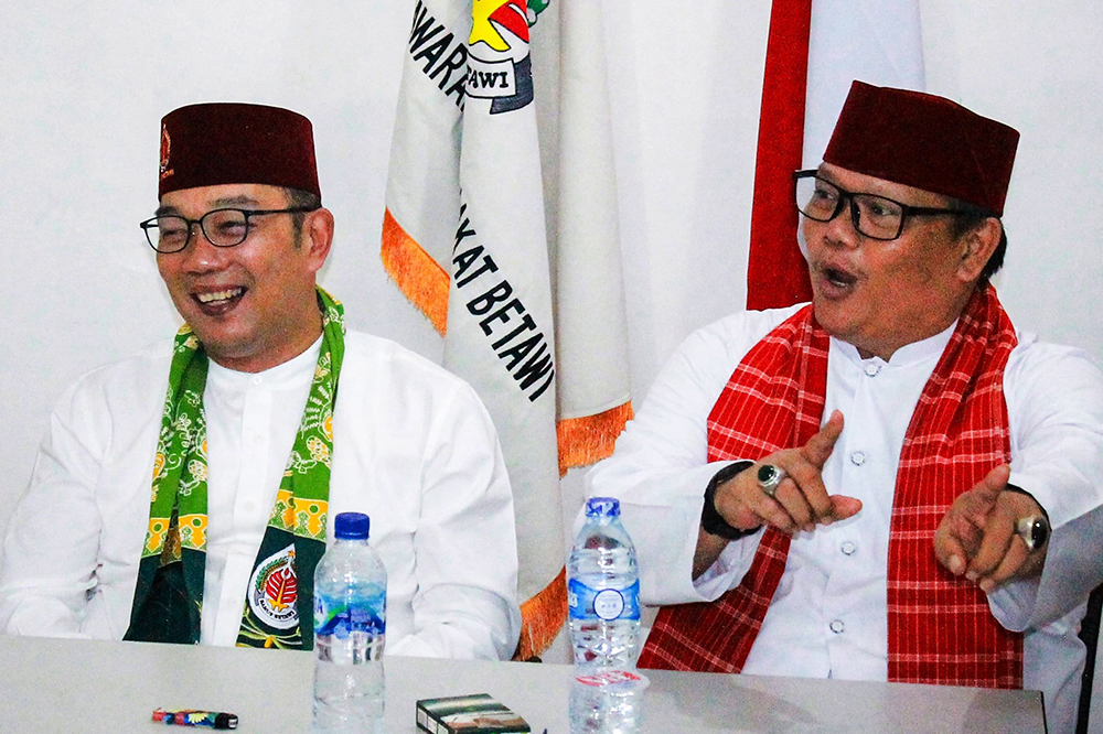 Calon Gubernur Jakarta Ridwan Kamil sambangi perwakilan masyarakat Betawi yang tergabung dalam Badan Musyawarah (Bamus) Betawi. (BeritaNasiona/HO Tim RK/Elvis Sendouw)