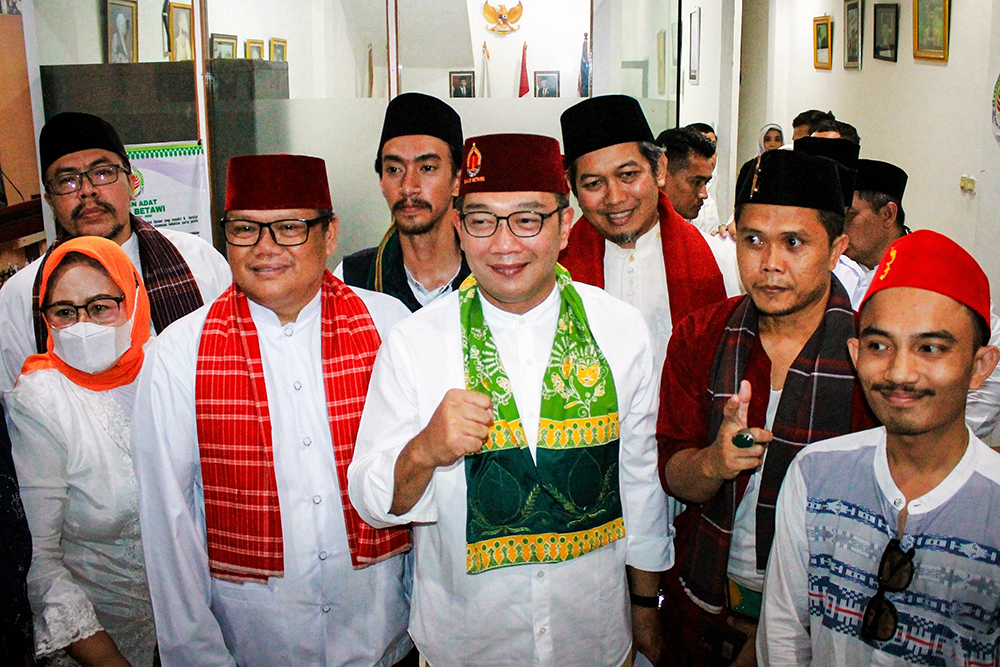 Calon Gubernur Jakarta Ridwan Kamil sambangi perwakilan masyarakat Betawi yang tergabung dalam Badan Musyawarah (Bamus) Betawi. (BeritaNasiona/HO Tim RK/Elvis Sendouw)