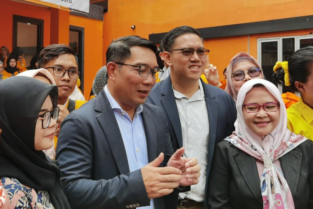 Calon Gubernur Jakarta Ridwan Kamil hadiri undangan IBI Kosgoro. (BeritaNasional/Elvis Sendouw)