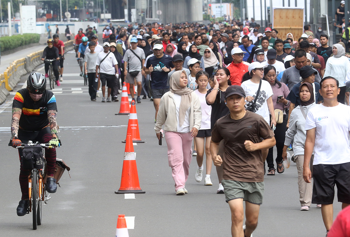 Gelaran CFD di Jalan Jenderal Sudirman, Jakarta, Minggu (4/1/2026). (Beritanasional.com/Oke Atmaja)