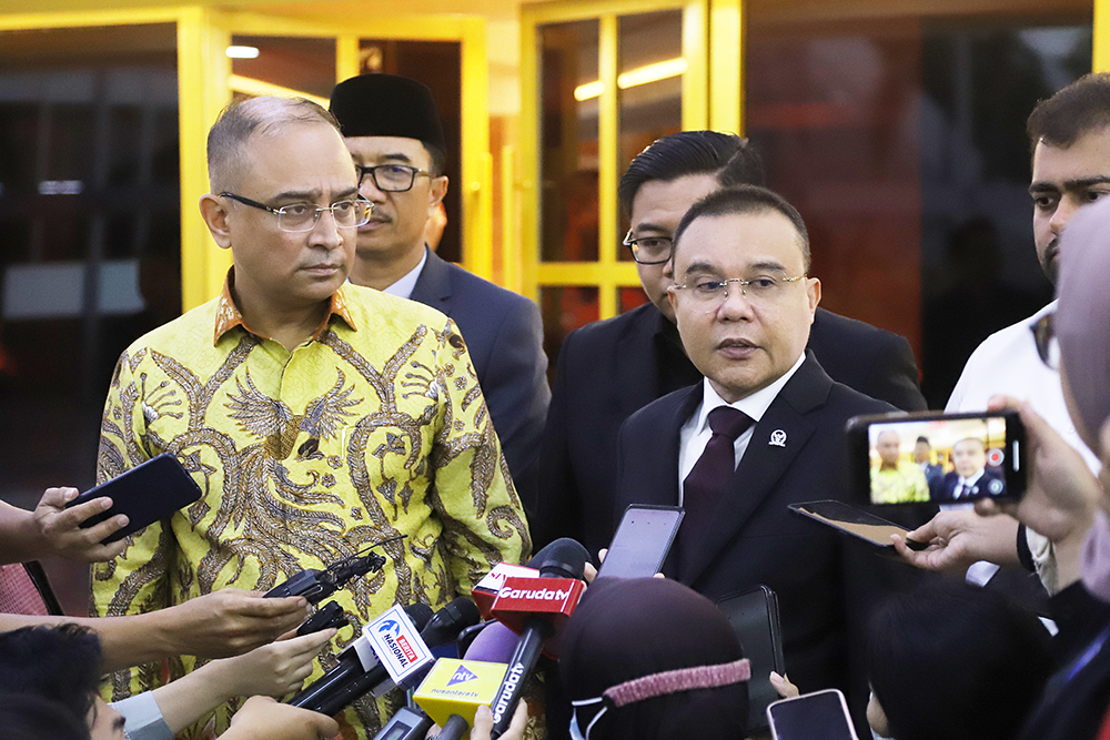 Wakil Ketua DPR RI Sufmi Dasco Ahmad menerima kunjungan Duta Besar India. (BeritaNasional/Elvis Sendouw)