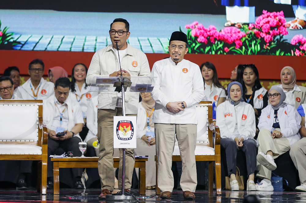 Debat ke 2 Cagub-Cawagub Jakarta di Ancol angkat tema Ekonomi dan Kesejahteraan Sosial. (BeritaNasional/Tim Rido/Elvis Sendouw)