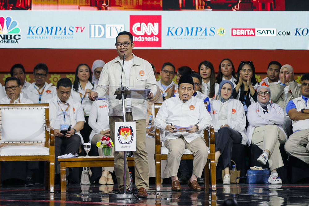 Debat ke 2 Cagub-Cawagub Jakarta di Ancol angkat tema Ekonomi dan Kesejahteraan Sosial. (BeritaNasional/Tim Rido/Elvis Sendouw)