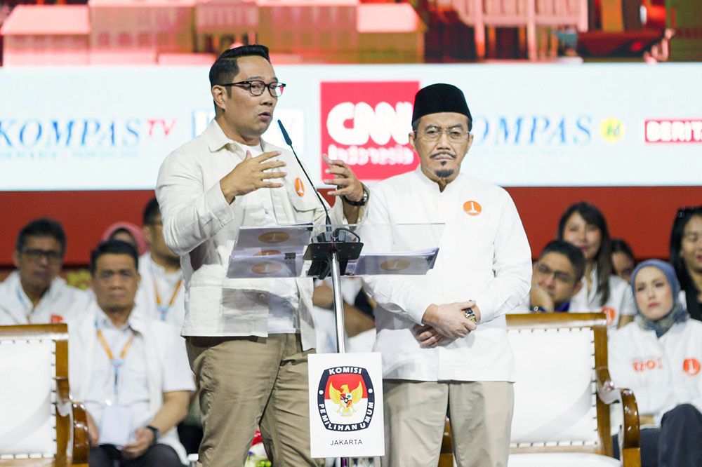 Debat ke 2 Cagub-Cawagub Jakarta di Ancol angkat tema Ekonomi dan Kesejahteraan Sosial. (BeritaNasional/Tim Rido/Elvis Sendouw)